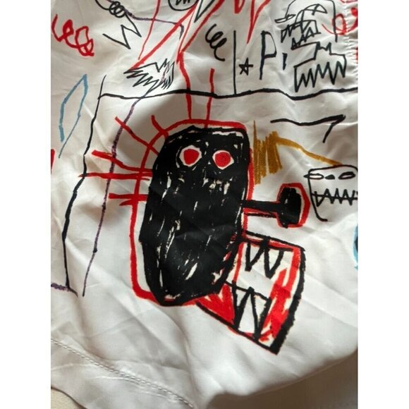 Basquiat Short Kid M White Jimmy Lion Swim Trunk Graffiti Pull On Dragon Monster - Picture 10 of 12